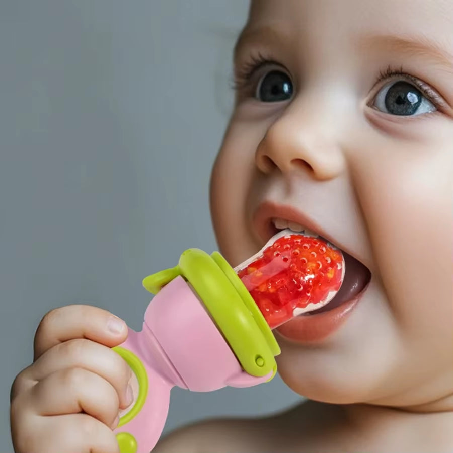 1Pc Dinosaur Push-Pop Feeder, Infant Fruit & Veggie Teether, Baby Fruit Feeder, Push-Type Food Feeder, Silicone Teething Feeder